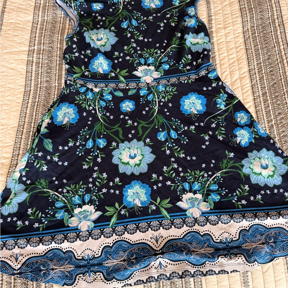 Women’s Floral Navy and Blue Fit-and-Flare Dress